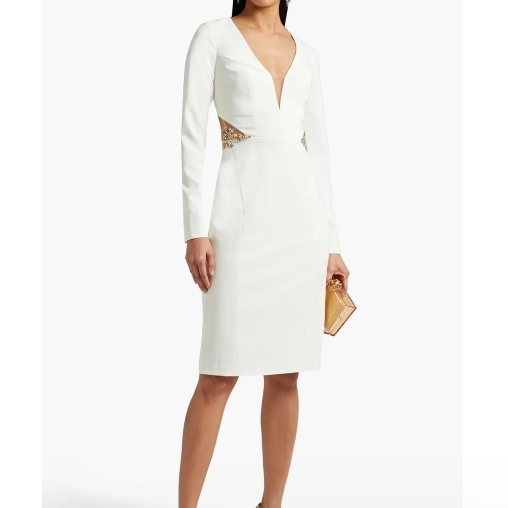 Marchesa Notte Embellished cutout crepe midi dress Size 8